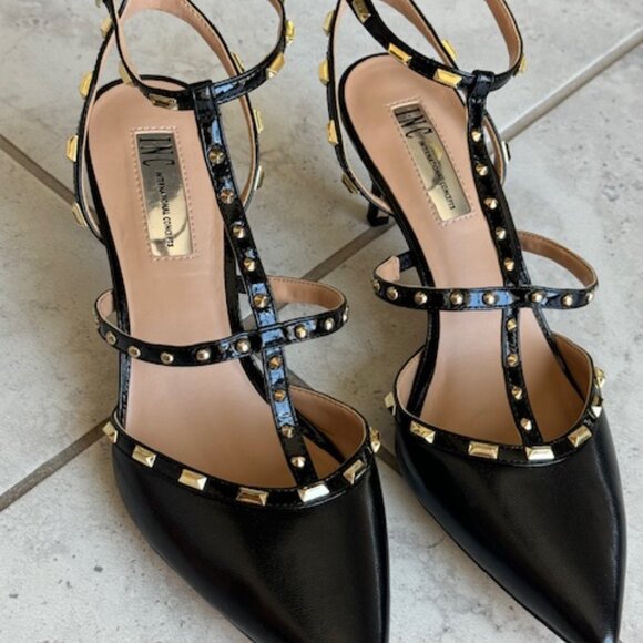 INC International Concepts Black Studded Heels - Picture 1 of 11
